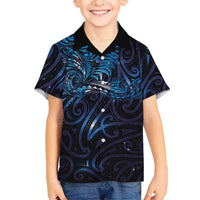 New Zealand New Year-Matariki Family Matching Long Sleeve Bodycon Dress and Hawaiian Shirt Aotearoa Maori Tattoo Galaxy Sky LT03 Son's Shirt Multicolor - Polynesian Pride