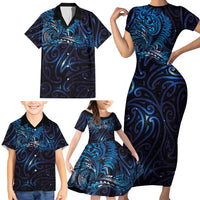 New Zealand New Year-Matariki Family Matching Short Sleeve Bodycon Dress and Hawaiian Shirt Aotearoa Maori Tattoo Galaxy Sky LT03 - Polynesian Pride