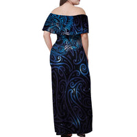 New Zealand New Year-Matariki Off Shoulder Maxi Dress Aotearoa Maori Tattoo Galaxy Sky