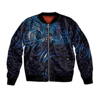 New Zealand New Year-Matariki Sleeve Zip Bomber Jacket Aotearoa Maori Tattoo Galaxy Sky