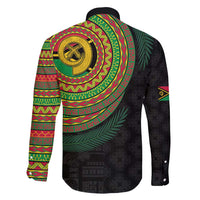 Vanuatu Tribal Tattoo with Namele Leaves Family Matching Mermaid Dress and Hawaiian Shirt