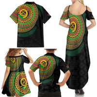 Vanuatu Tribal Tattoo with Namele Leaves Family Matching Summer Maxi Dress and Hawaiian Shirt