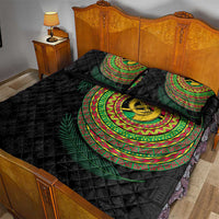 Vanuatu Tribal Tattoo with Namele Leaves Quilt Bed Set