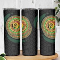 Vanuatu Tribal Tattoo with Namele Leaves Skinny Tumbler