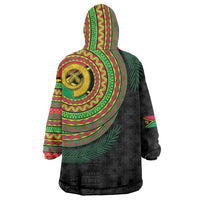 Vanuatu Tribal Tattoo with Namele Leaves Wearable Blanket Hoodie