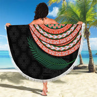 Penama Tribal Tattoo with Namele Leaves Beach Blanket