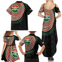 Penama Tribal Tattoo with Namele Leaves Family Matching Summer Maxi Dress and Hawaiian Shirt