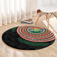 Penama Tribal Tattoo with Namele Leaves Round Carpet