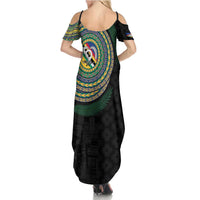 Torba Tribal Tattoo with Namele Leaves Summer Maxi Dress