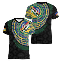 Torba Tribal Tattoo with Namele Leaves Women V-Neck T-Shirt