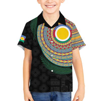 Shefa Tribal Tattoo with Namele Leaves Family Matching Long Sleeve Bodycon Dress and Hawaiian Shirt LT03 Son's Shirt Black - Polynesian Pride