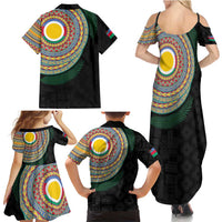 Shefa Tribal Tattoo with Namele Leaves Family Matching Summer Maxi Dress and Hawaiian Shirt LT03 - Polynesian Pride