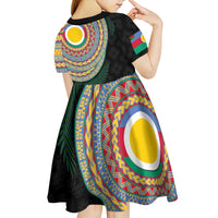 Shefa Tribal Tattoo with Namele Leaves Kid Short Sleeve Dress