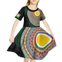 Shefa Tribal Tattoo with Namele Leaves Kid Short Sleeve Dress