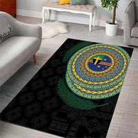 Tafea Tribal Tattoo with Namele Leaves Area Rug