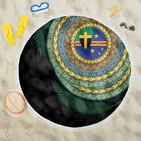 Tafea Tribal Tattoo with Namele Leaves Beach Blanket