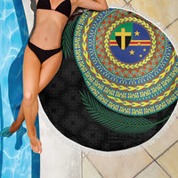 Tafea Tribal Tattoo with Namele Leaves Beach Blanket