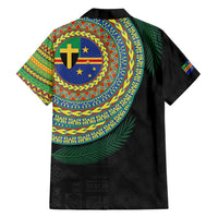 Tafea Tribal Tattoo with Namele Leaves Family Matching Off Shoulder Short Dress and Hawaiian Shirt LT03 - Polynesian Pride