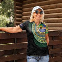 Tafea Tribal Tattoo with Namele Leaves Women Polo Shirt