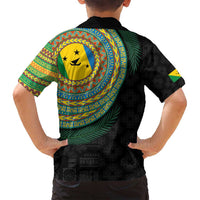 Malampa Tribal Tattoo with Namele Leaves Family Matching Off Shoulder Maxi Dress and Hawaiian Shirt LT03 - Polynesian Pride
