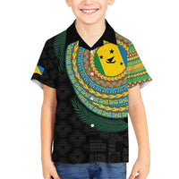 Malampa Tribal Tattoo with Namele Leaves Family Matching Short Sleeve Bodycon Dress and Hawaiian Shirt LT03 Son's Shirt Black - Polynesian Pride