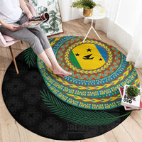 Malampa Tribal Tattoo with Namele Leaves Round Carpet