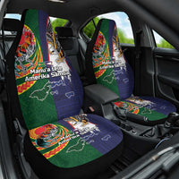 Manuʻa Islands and American Samoa Together Car Seat Cover Rooster and Eagle Mascot National Map and Flag Style