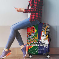 Manuʻa Islands and American Samoa Together Luggage Cover Rooster and Eagle Mascot National Map and Flag Style