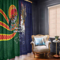 Manuʻa Islands and American Samoa Together Window Curtain Rooster and Eagle Mascot National Map and Flag Style