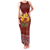 Aloha Plumeria Flowers Family Matching Tank Maxi Dress and Hawaiian Shirt With Hawaiian Style Tapa Tribal