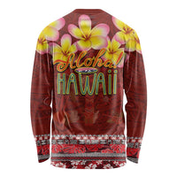 Aloha Plumeria Flowers Long Sleeve Shirt With Hawaiian Style Tapa Tribal