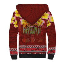 Aloha Plumeria Flowers Sherpa Hoodie With Hawaiian Style Tapa Tribal