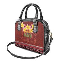 Aloha Plumeria Flowers Shoulder Handbag With Hawaiian Style Tapa Tribal