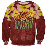 Aloha Plumeria Flowers Sweatshirt With Hawaiian Style Tapa Tribal