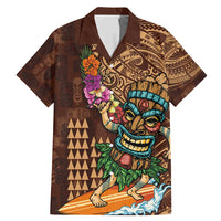 Hawaiian Tiki Mask Surfing Kakau Pattern Family Matching Mermaid Dress and Hawaiian Shirt