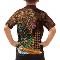 Hawaiian Tiki Mask Surfing Kakau Pattern Kid Hawaiian Shirt