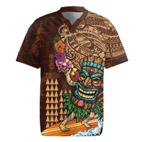 Hawaiian Tiki Mask Surfing Kakau Pattern Rugby Jersey