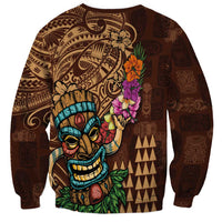 Hawaiian Tiki Mask Surfing Kakau Pattern Sweatshirt