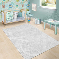 Niue White Sunday Area Rug Hiapo Tribal Art Tattoos - Polynesian Pride