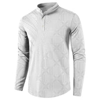 Niue White Sunday Button Sweatshirt Hiapo Tribal Art Tattoos - Polynesian Pride