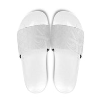 Niue White Sunday Slide Sandals Hiapo Tribal Art Tattoos - Polynesian Pride