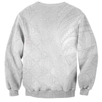 Niue White Sunday Sweatshirt Hiapo Tribal Art Tattoos - Polynesian Pride