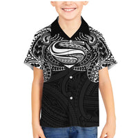 Super Samoan Traditional Tribal Art Tattoos Family Matching Mermaid Dress and Hawaiian Shirt Black Color - Polynesian Pride