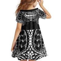 Super Samoan Traditional Tribal Art Tattoos Family Matching Puletasi and Hawaiian Shirt Black Color - Polynesian Pride