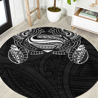 Super Samoan Traditional Tribal Art Tattoos Round Carpet Black Color - Polynesian Pride