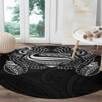 Super Samoan Traditional Tribal Art Tattoos Round Carpet Black Color - Polynesian Pride