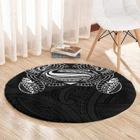 Super Samoan Traditional Tribal Art Tattoos Round Carpet Black Color - Polynesian Pride