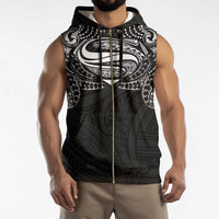 Super Samoan Traditional Tribal Art Tattoos Sleeveless Zip Hoodie Black Color - Polynesian Pride