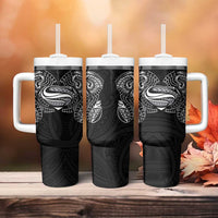 Super Samoan Traditional Tribal Art Tattoos Tumbler With Handle Black Color - Polynesian Pride
