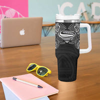 Super Samoan Traditional Tribal Art Tattoos Tumbler With Handle Black Color - Polynesian Pride